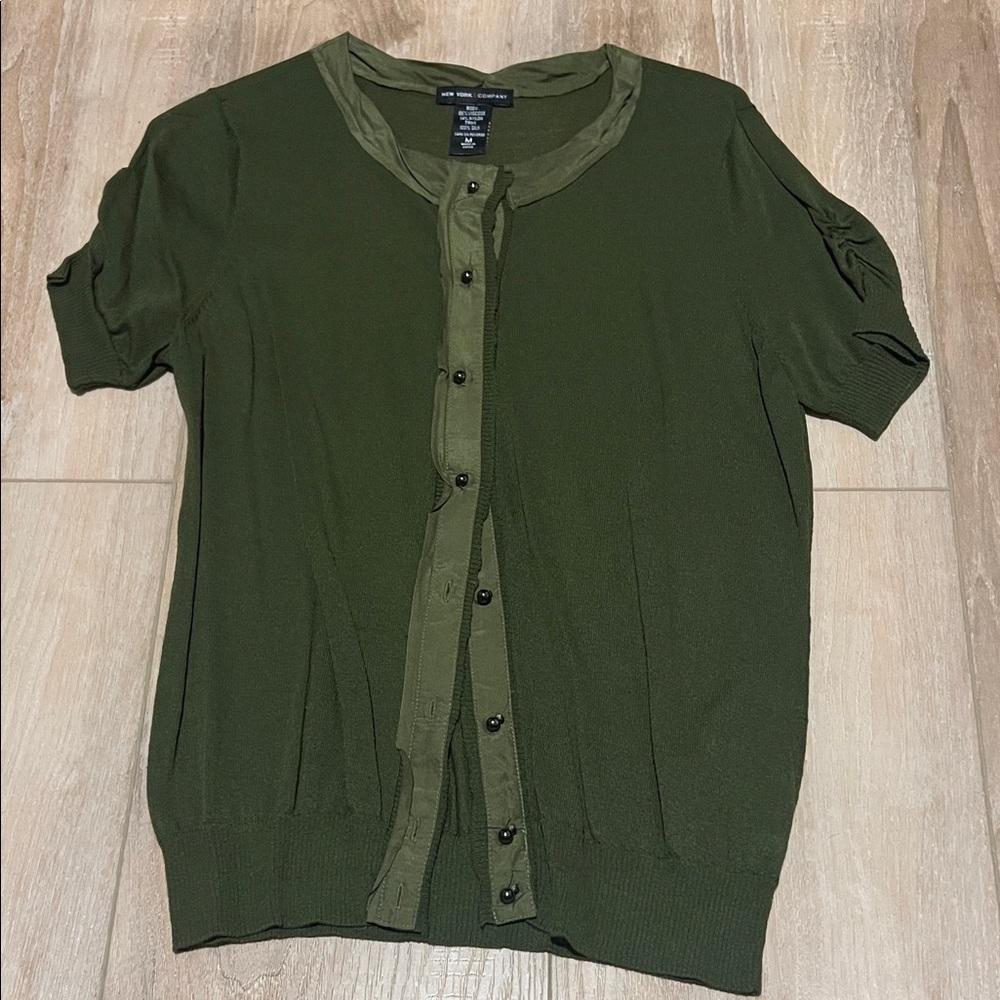 New York & Company Olive Button-Down Shirt